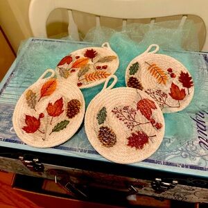 Handmade cotton rope coasters of four
